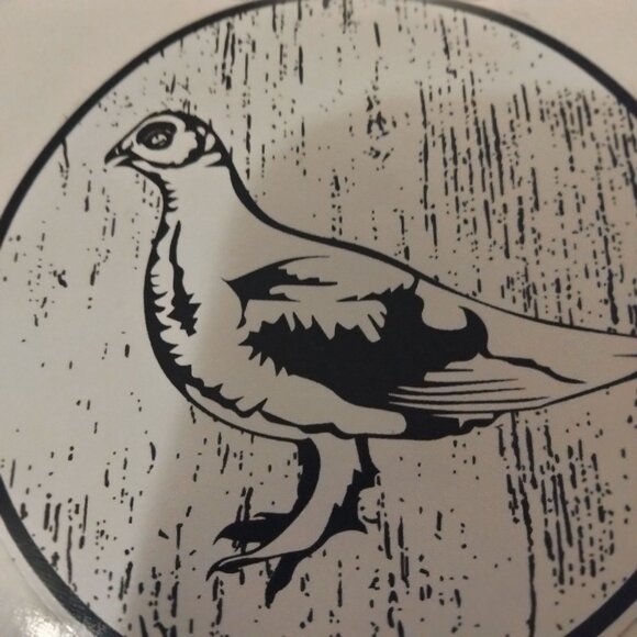 Grouse Sticker Black White Rustic Woodgrain Background 3 inch - Picture 4 of 6